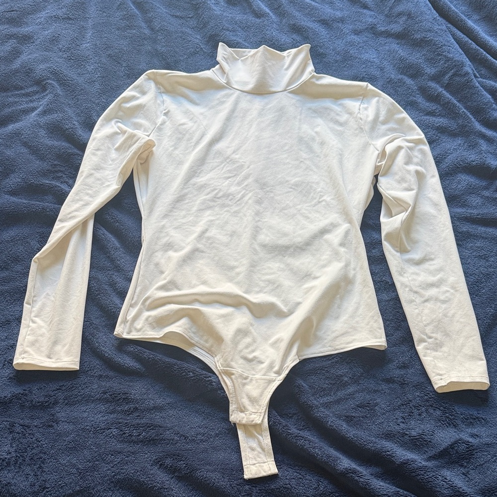 SPANX White Suit Yourself Turtleneck Thong Bodysuit